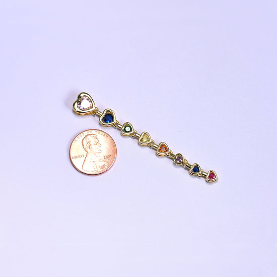 18K gold plated brass heart bezel chain, approx 66mm x 8.88mm