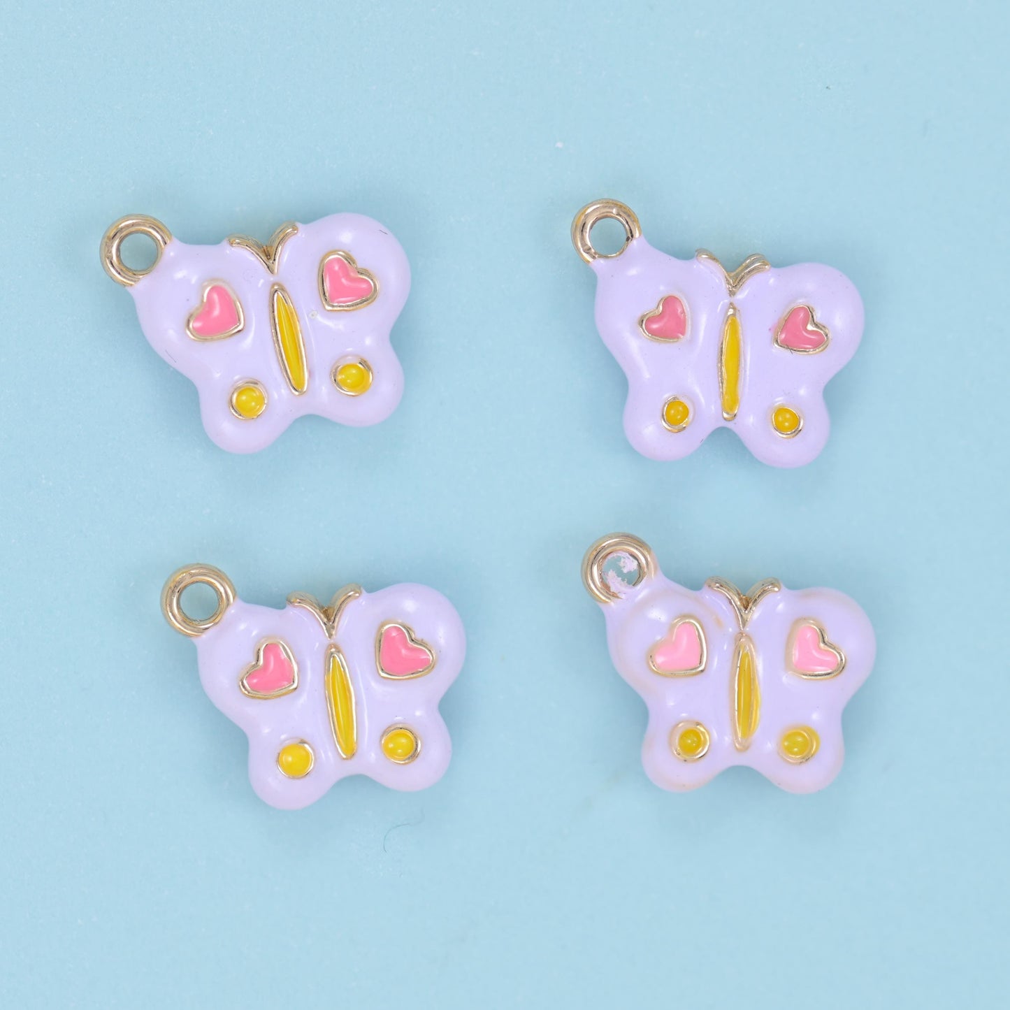 Enamel Colorful Butterfly Charm 14x13mm, ring above the head so it hangs upright