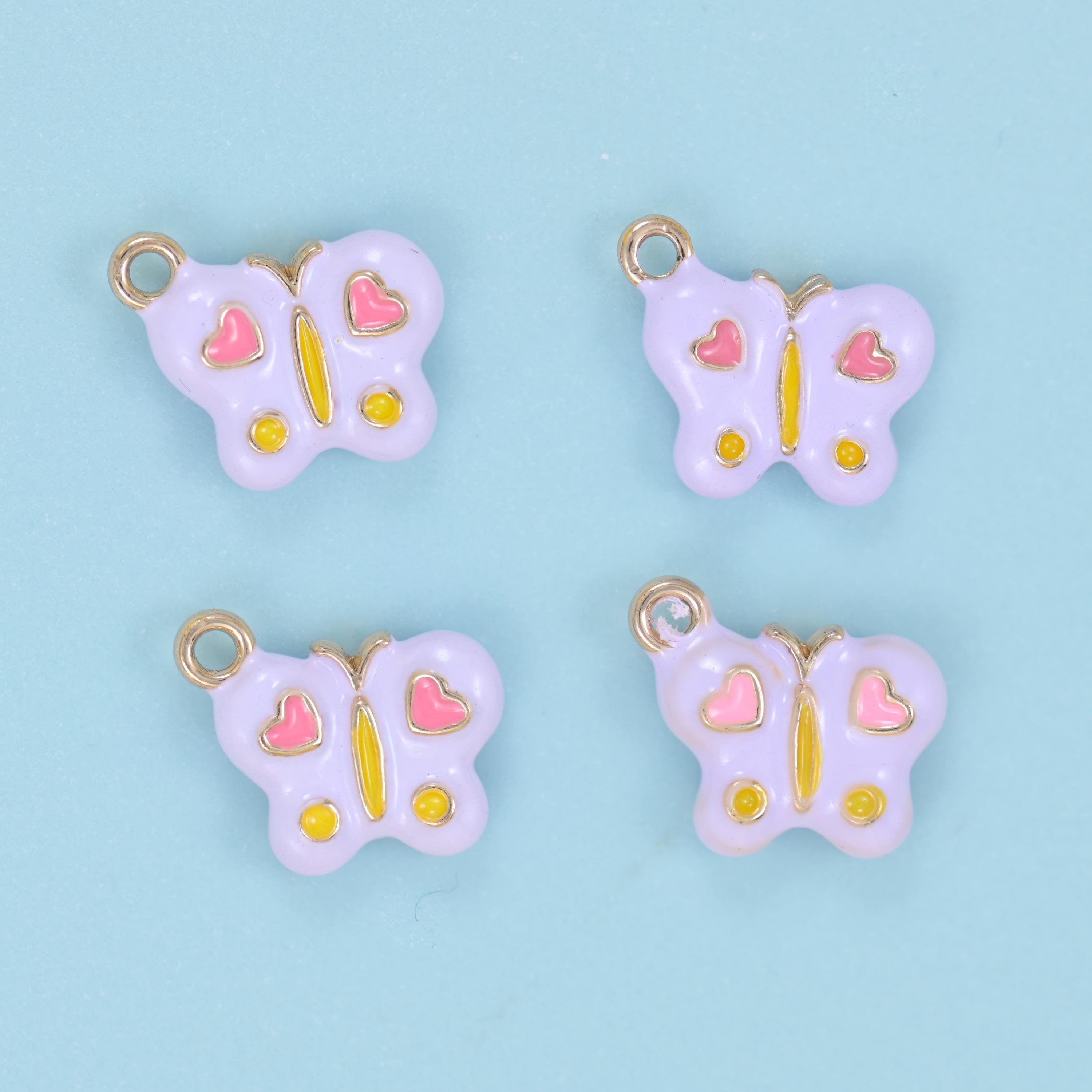 Enamel Colorful Butterfly Charm 14x13mm, ring above the head so it hangs upright