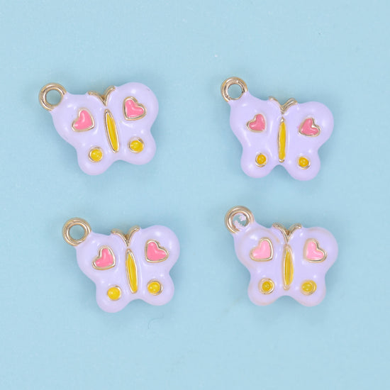 Enamel Colorful Butterfly Charm 14x13mm, ring above the head so it hangs upright