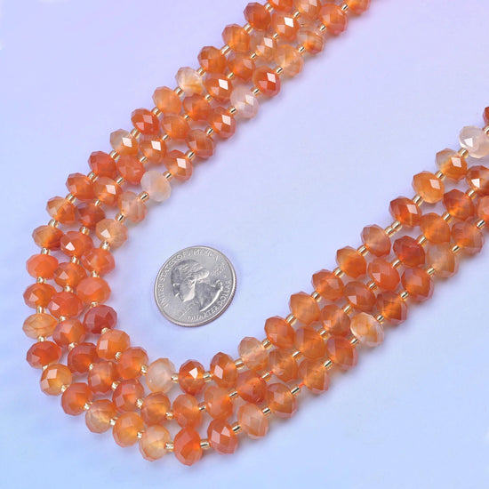 Orange Carnelian Faceted Rondelle Beads in apricot and burnt amber