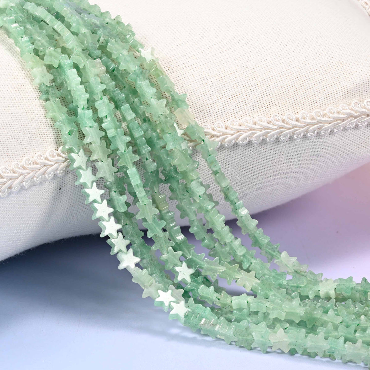 Green Aventurine Flat Star Beads