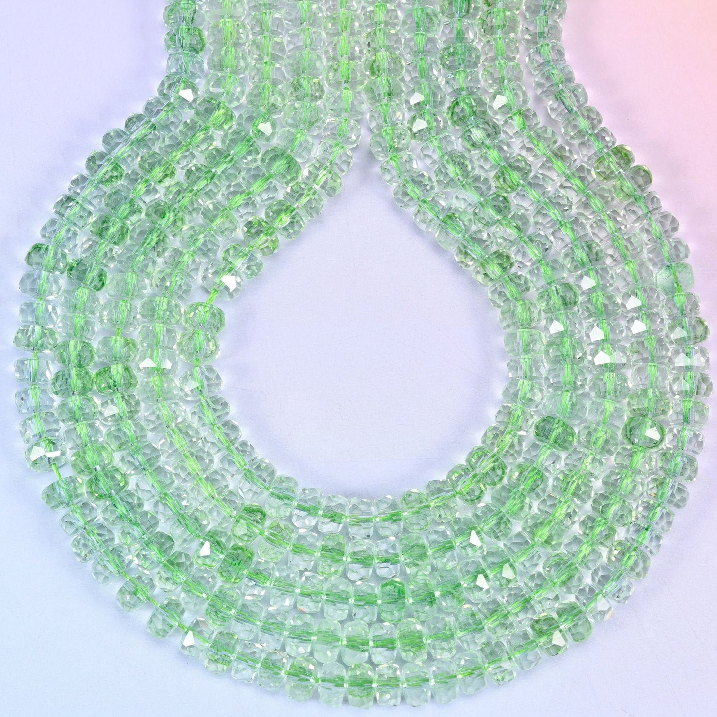 Transparent Green Faceted Rondelle Glass Beads, hole approximately 1.2mm