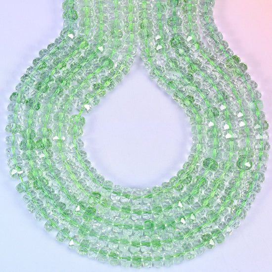 Transparent Green Faceted Rondelle Glass Beads, hole approximately 1.2mm