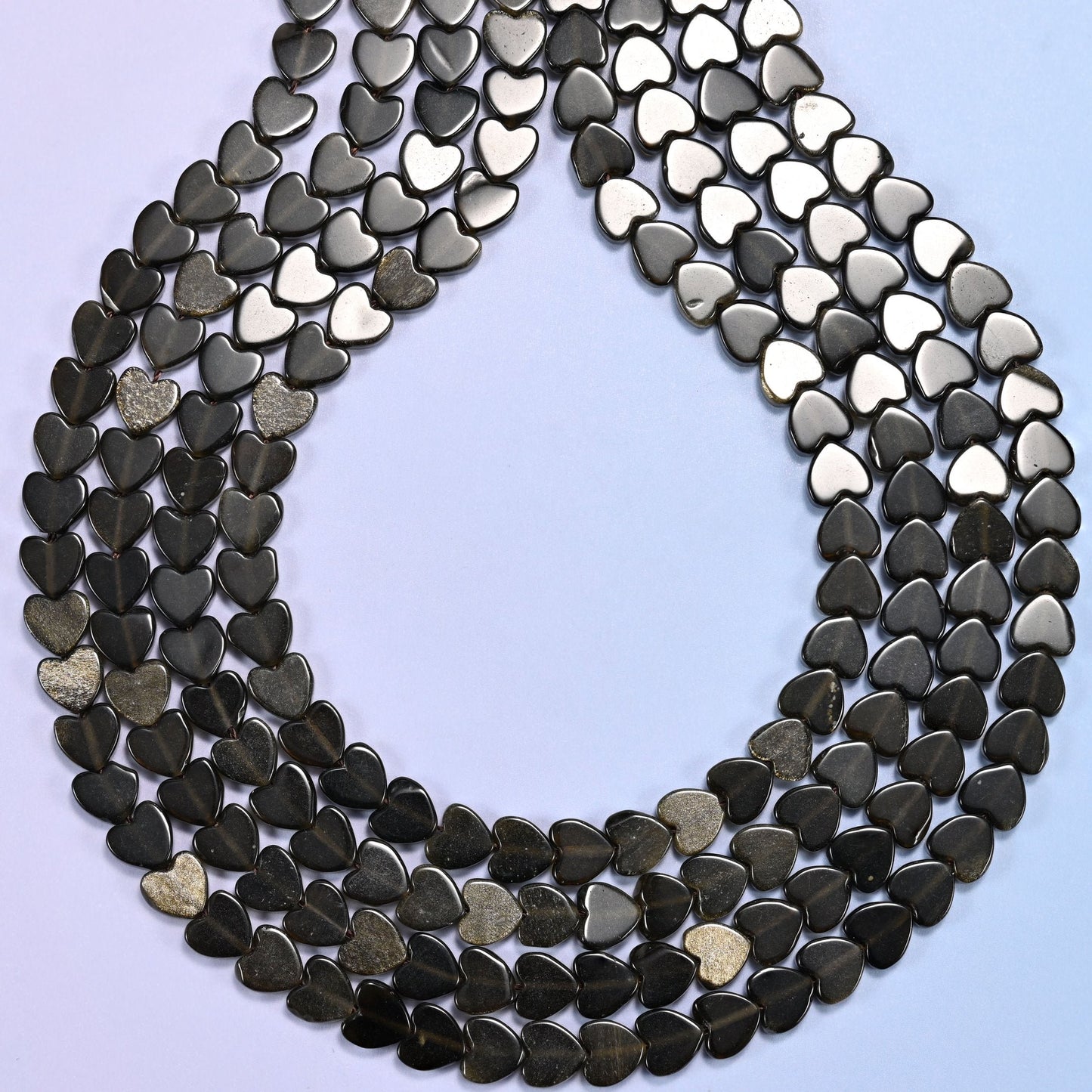 Gold Obsidian Flat Heart Beads, hole 0.8mm