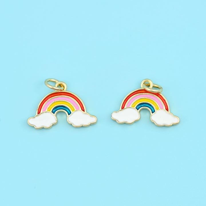 18K Gold Plated Rainbow Enamel Charm