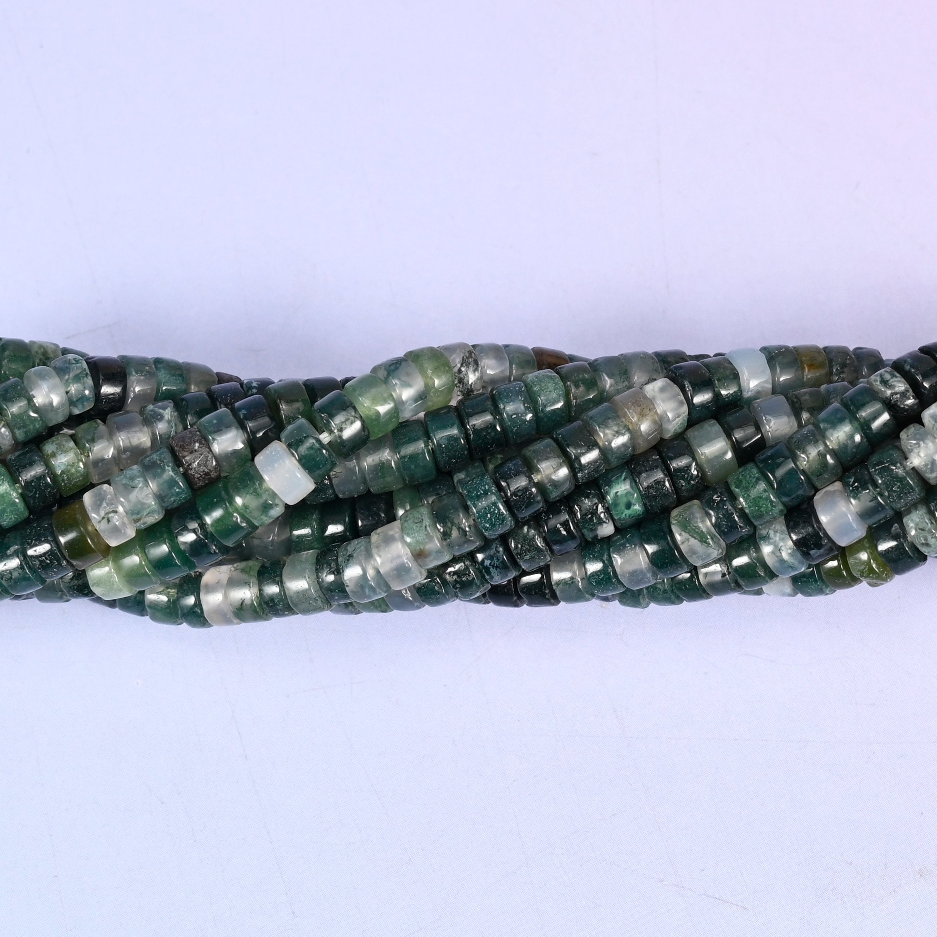 Moss Agate Smooth Heishi Disc Beads: Jewelry Making Supply, 15.5 Inch Strand