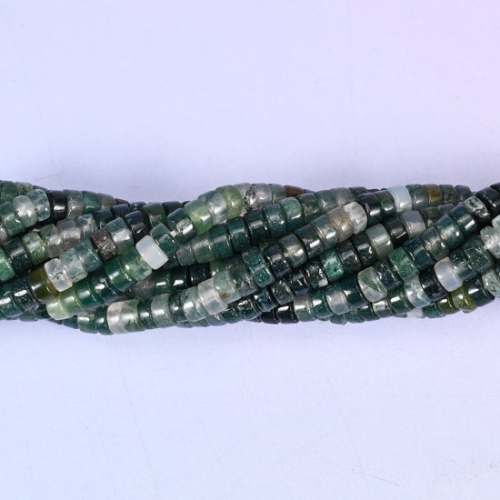 Moss Agate Smooth Heishi Disc Beads: Jewelry Making Supply, 15.5 Inch Strand