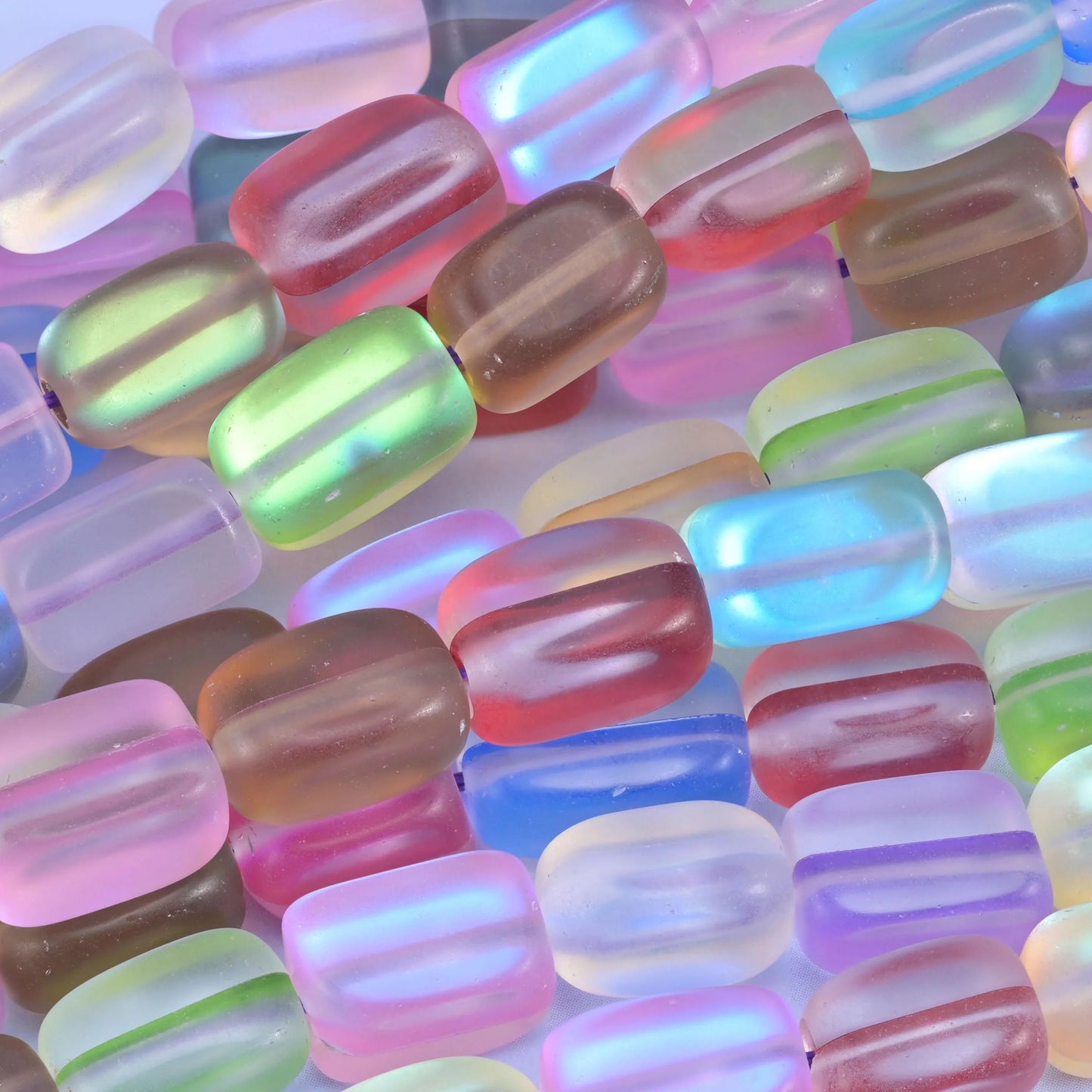 Rainbow Mystic Aura glass beads, hole approximately 1.0mm