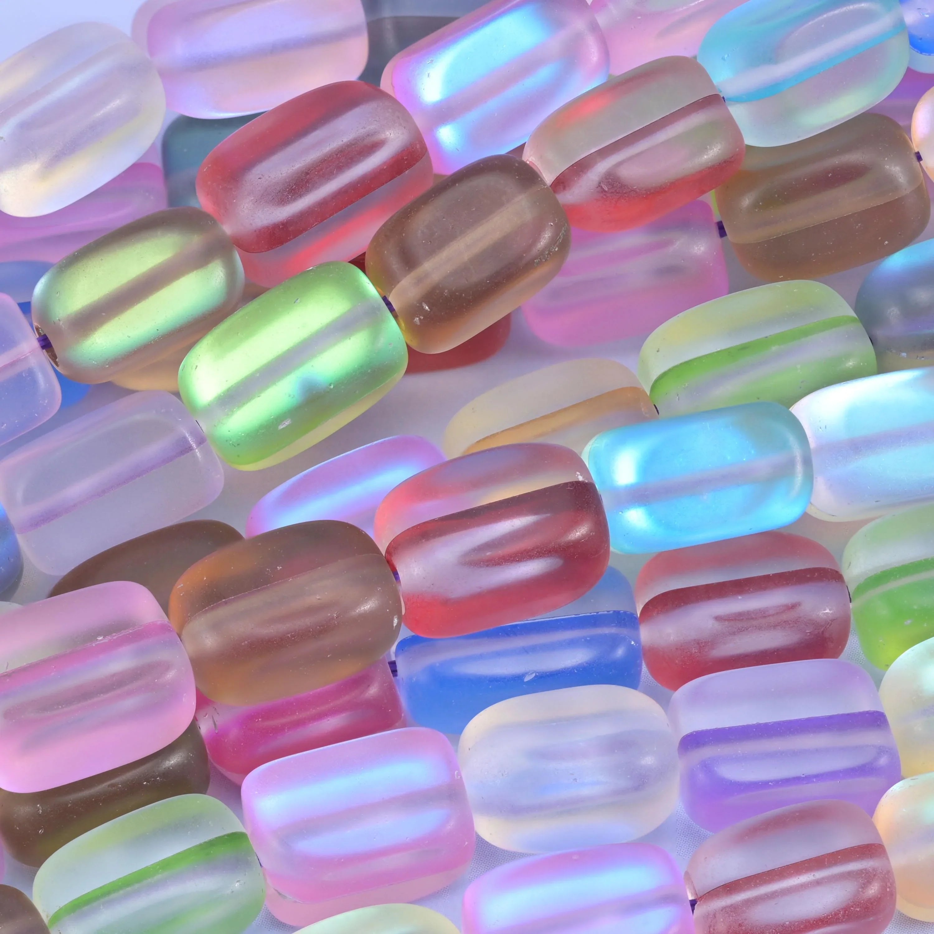Rainbow Mystic Aura glass beads, hole approximately 1.0mm