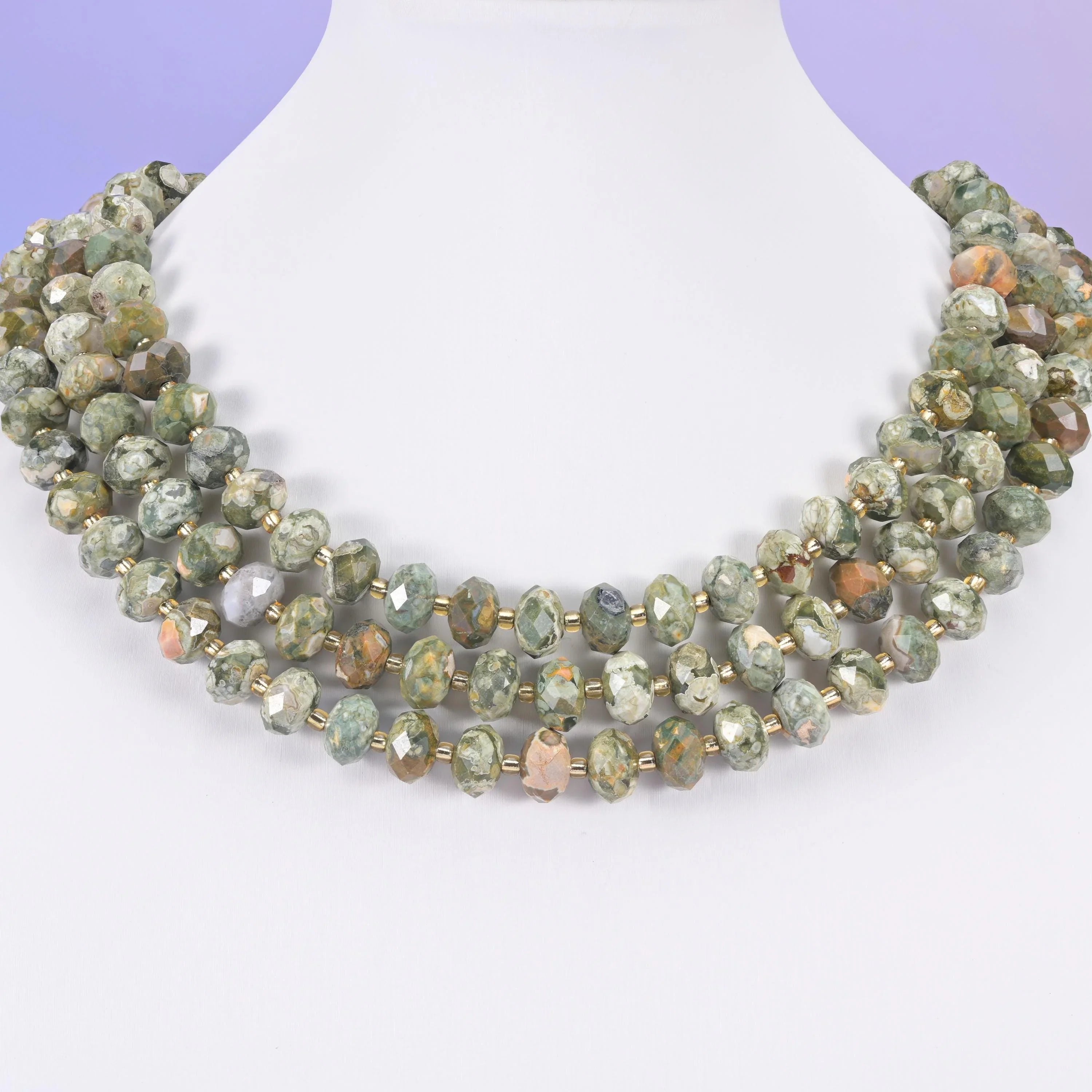 Snake Skin Jasper beads, faceted rondelle, 6 x 10mm
