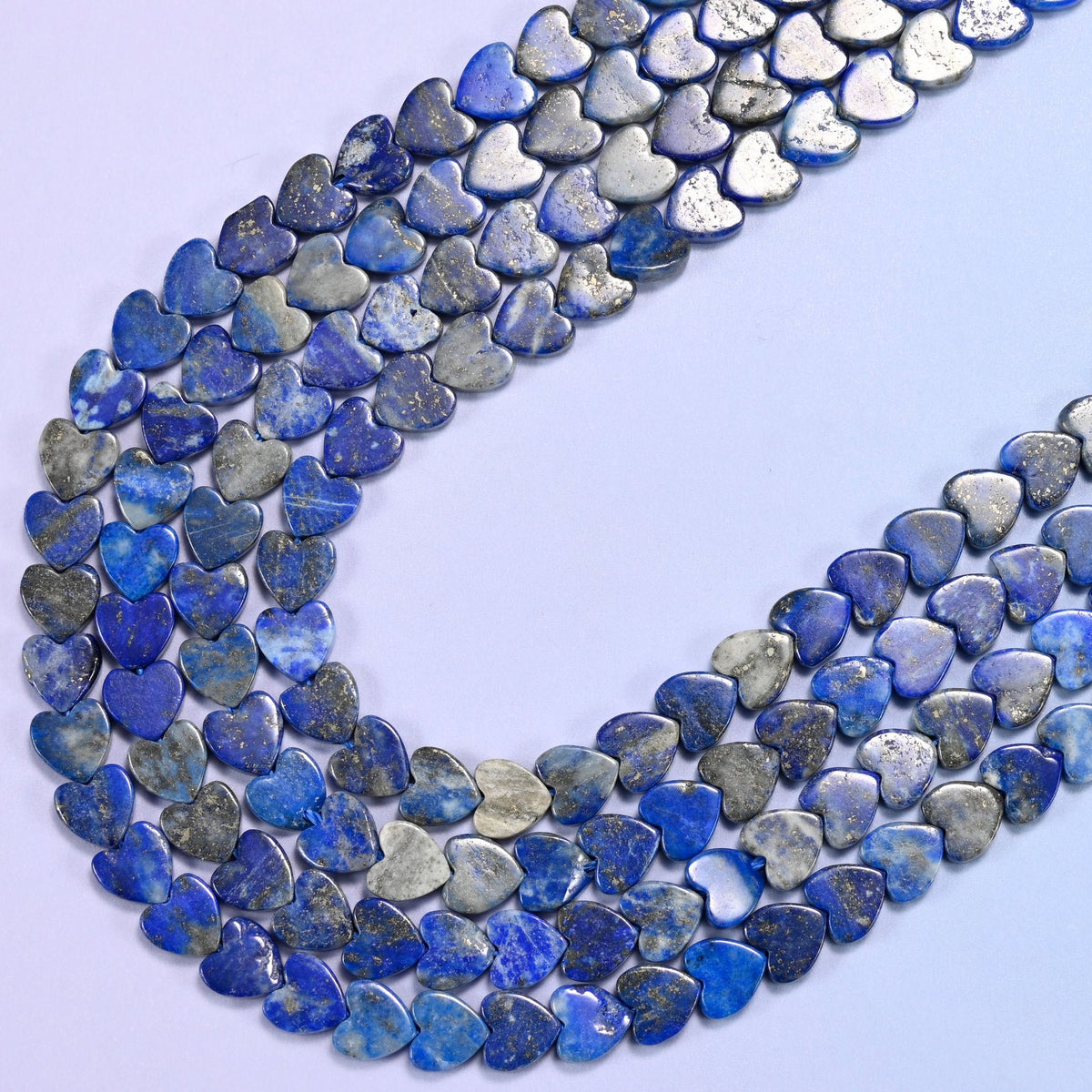 Lapis Lazuli Flat Heart Beads, 15 inch strand