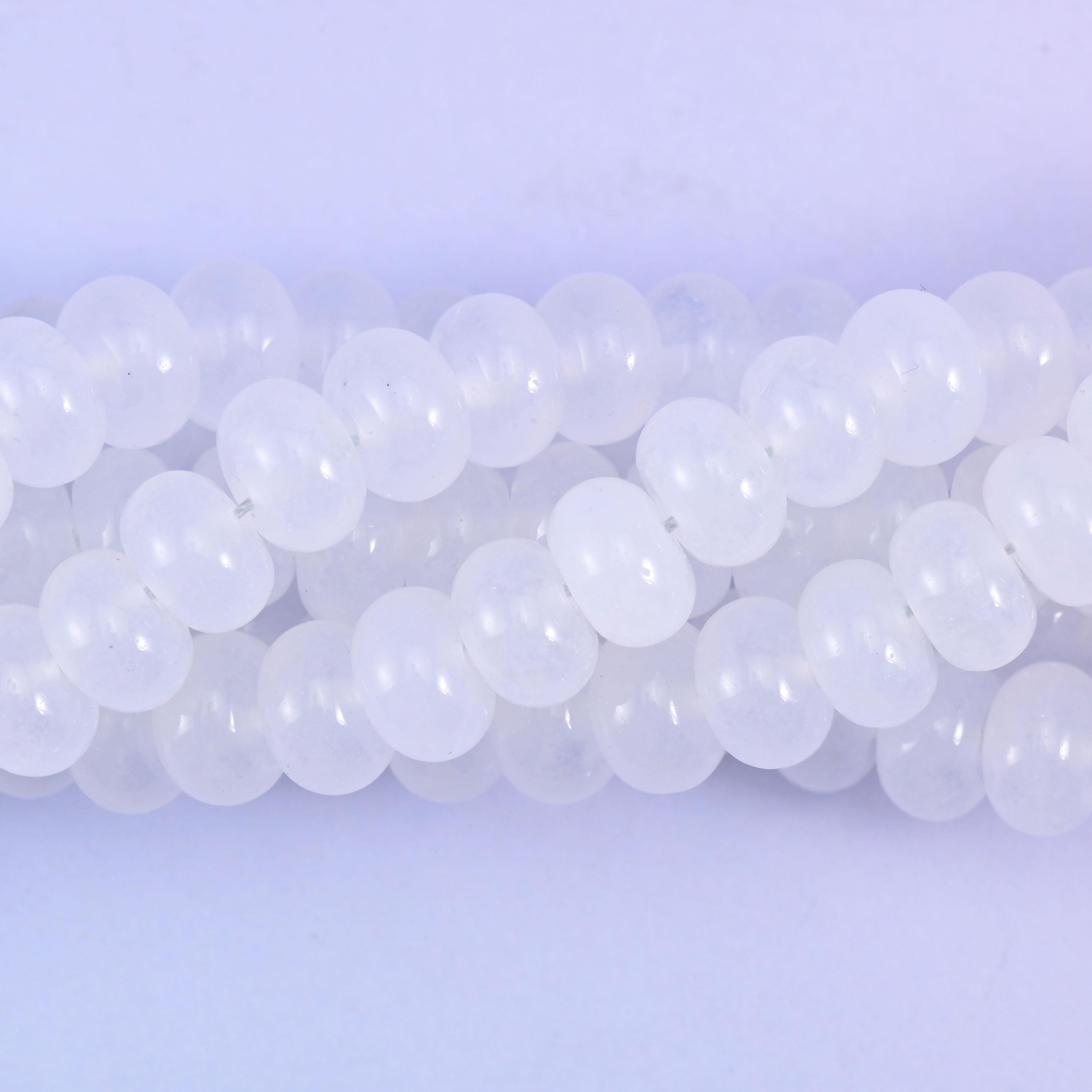 White Dyed Jade rondelle beads, center-drilled 1.0mm hole
