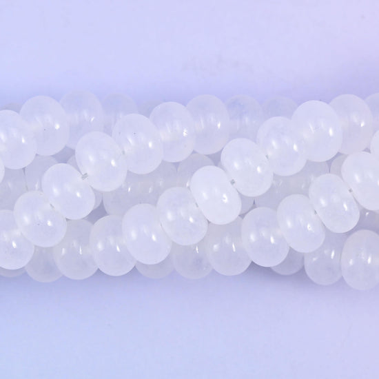 White Dyed Jade rondelle beads, center-drilled 1.0mm hole