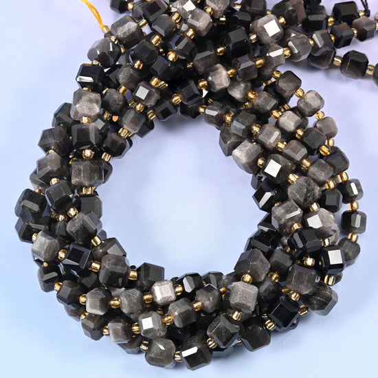 Silver Obsidian beads for jewellery making