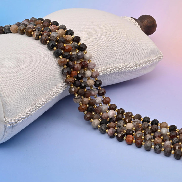 Petrified Wood Faceted Rondelle Beads