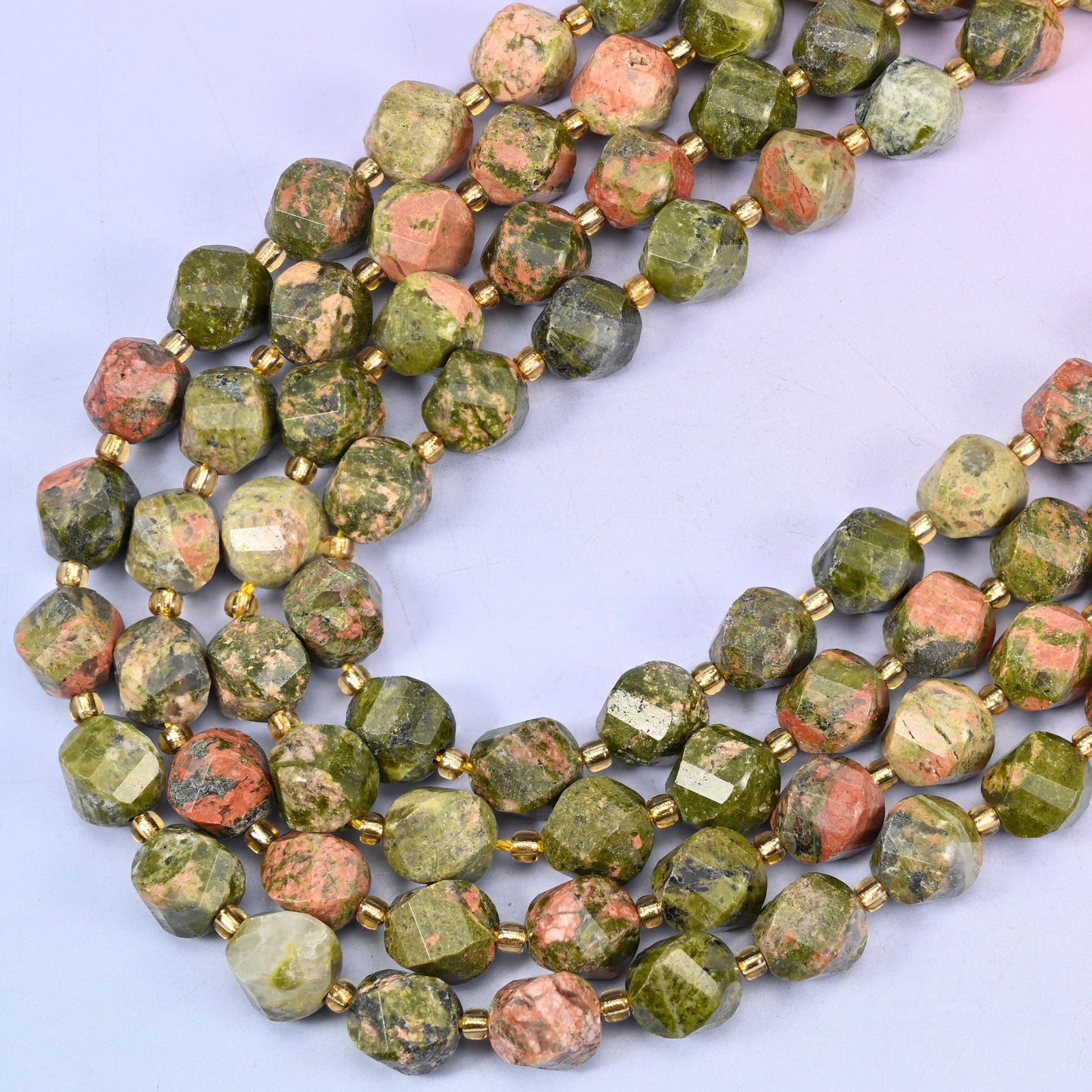 10mm unakite faceted spiral twist beads for bracelets and necklaces