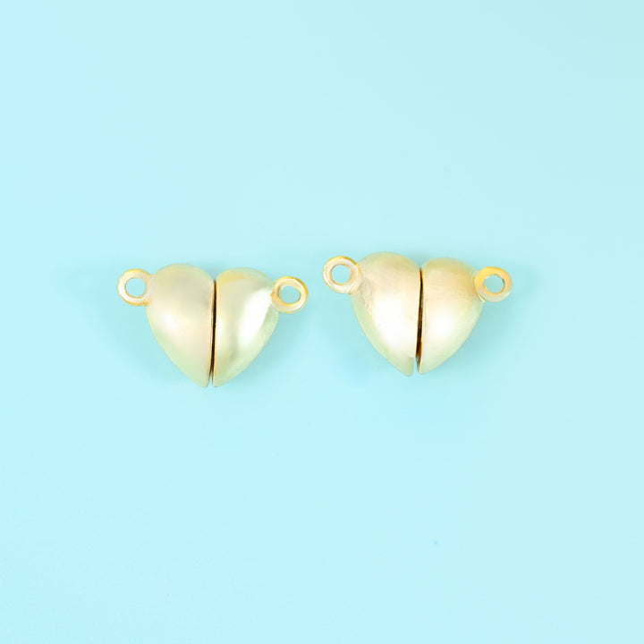 Gold plated magnetic clasp, heart shape, 10.91x10.98mm