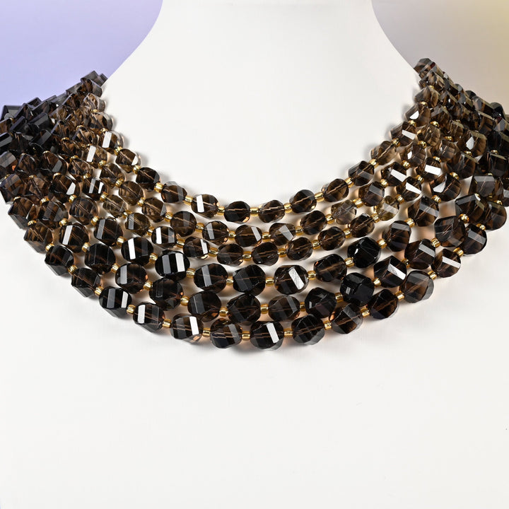 Smoky Quartz beads, spiral twist shape, 8mm and 10mm