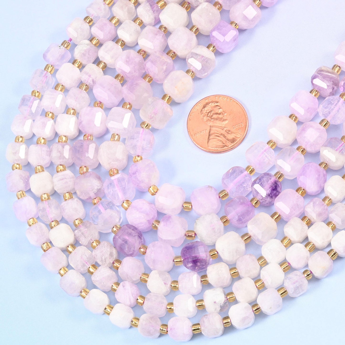 Faceted cube cut Purple Jade beads