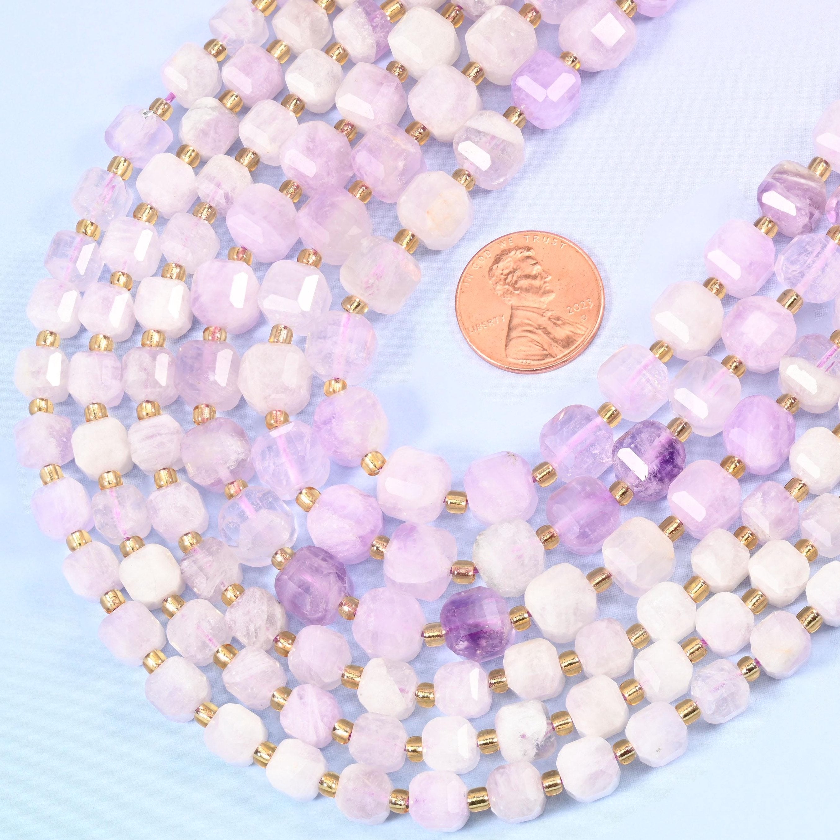 Faceted cube cut Purple Jade beads