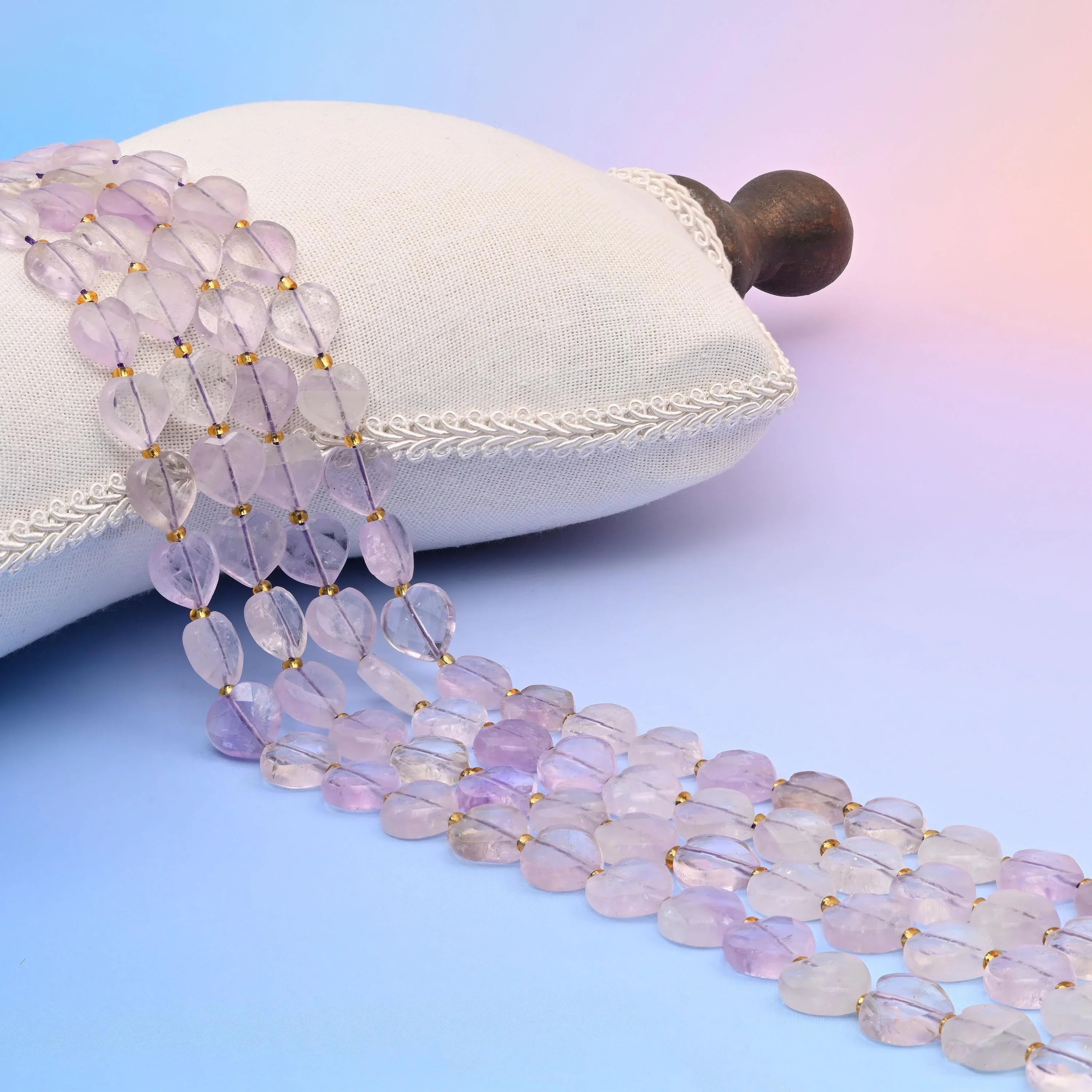Lavender Amethyst Faceted Heart Beads