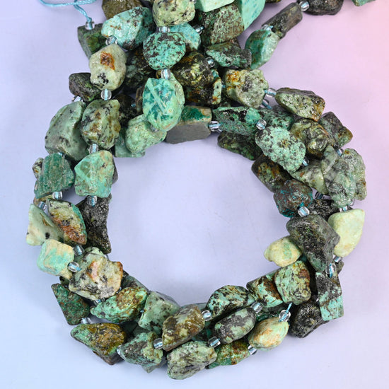 African Howlite Irregular Freeform Nugget Beads: Jewelry Making 15.5" Strand