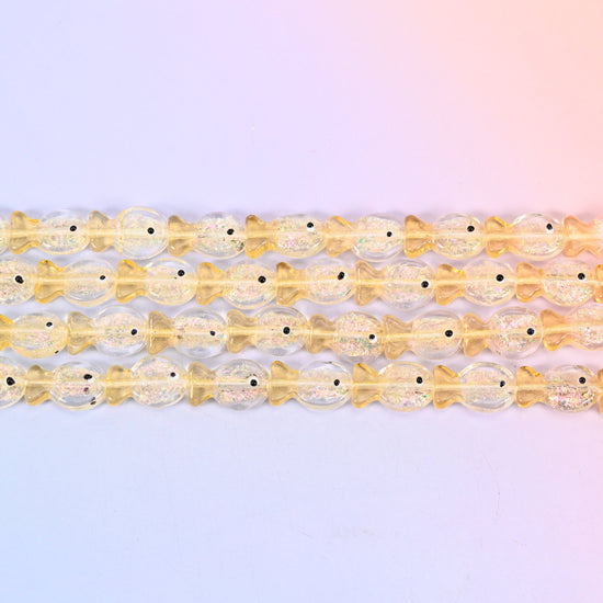 Iridescent Yellow Fish Glass Beads: Jewelry Making Supply