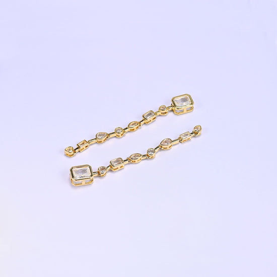 Clear Rectangle Multicolor Zircon Pendants: 18K Gold Plated Charms, Jewelry Making Supply