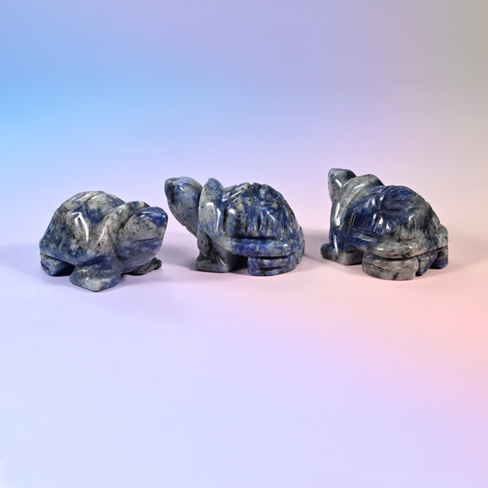 Hand-carved turtle figurine in natural gemstone