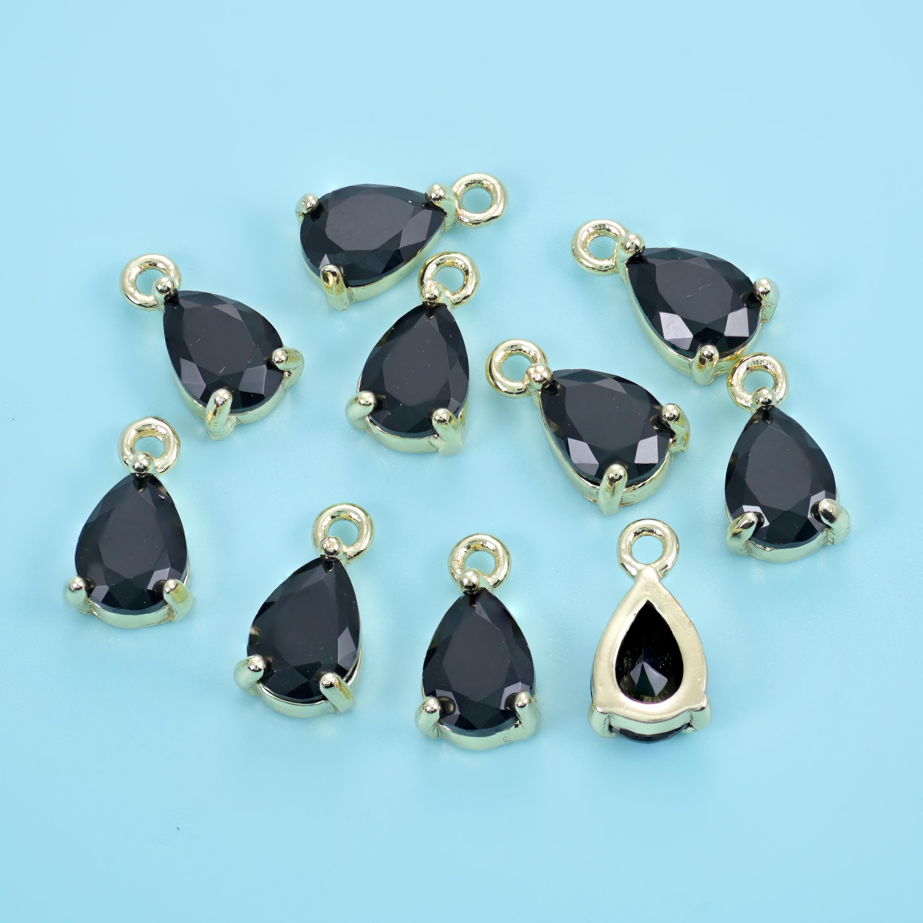 18K Gold Filled Teardrop Zircon Charm 10x6mm