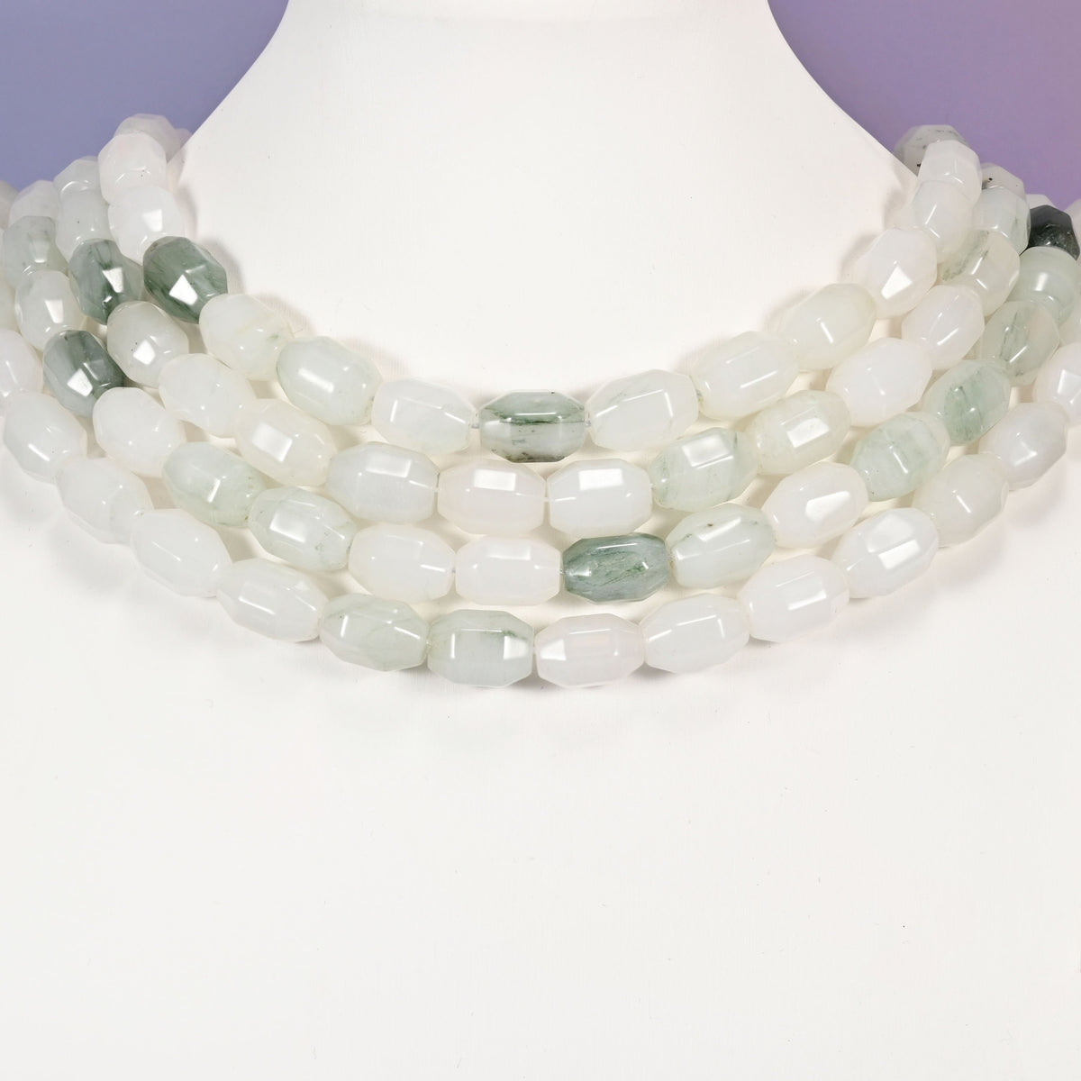 Tianshan Jade beads, faceted barrel shape, 14x10mm.