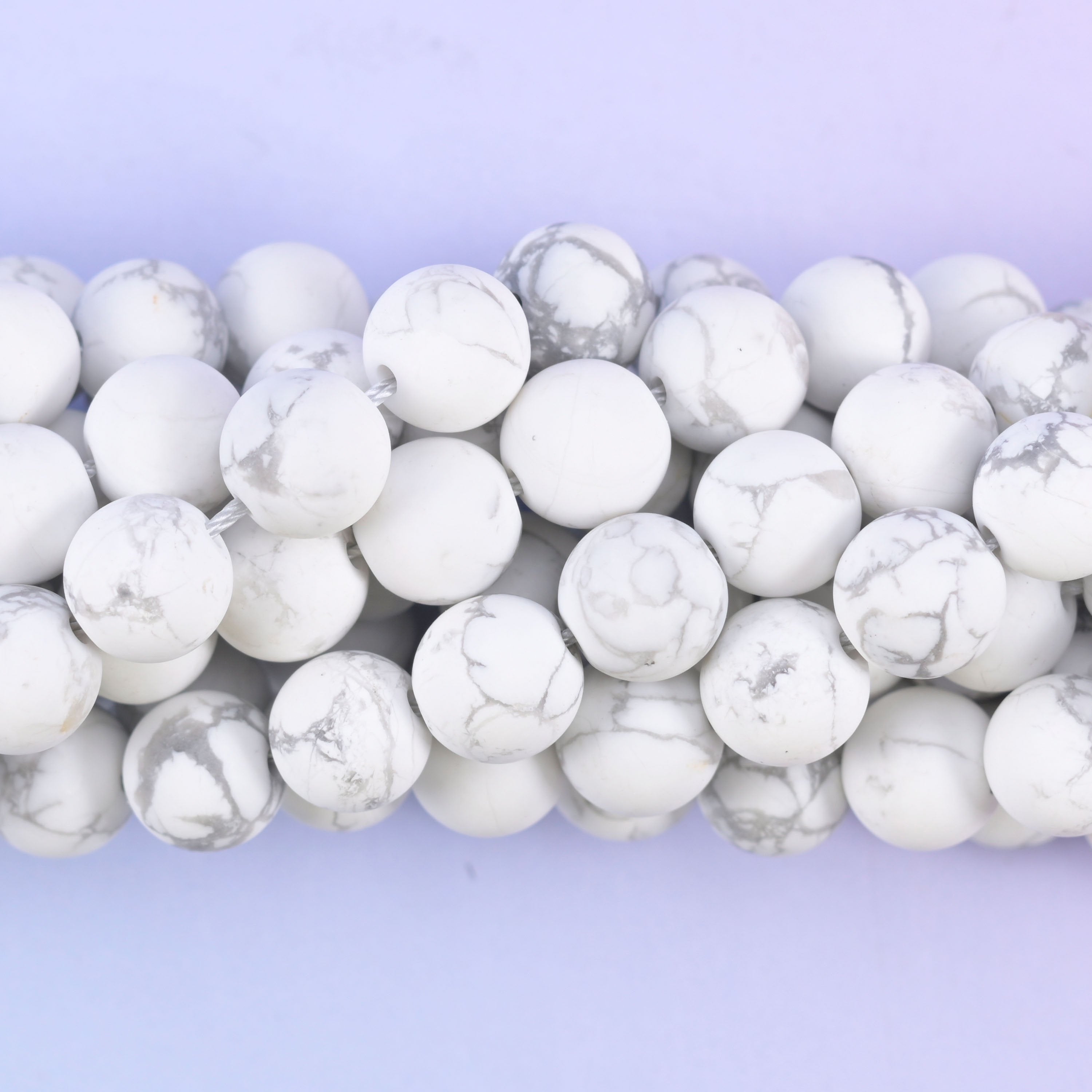 Round cut white howlite matte beads