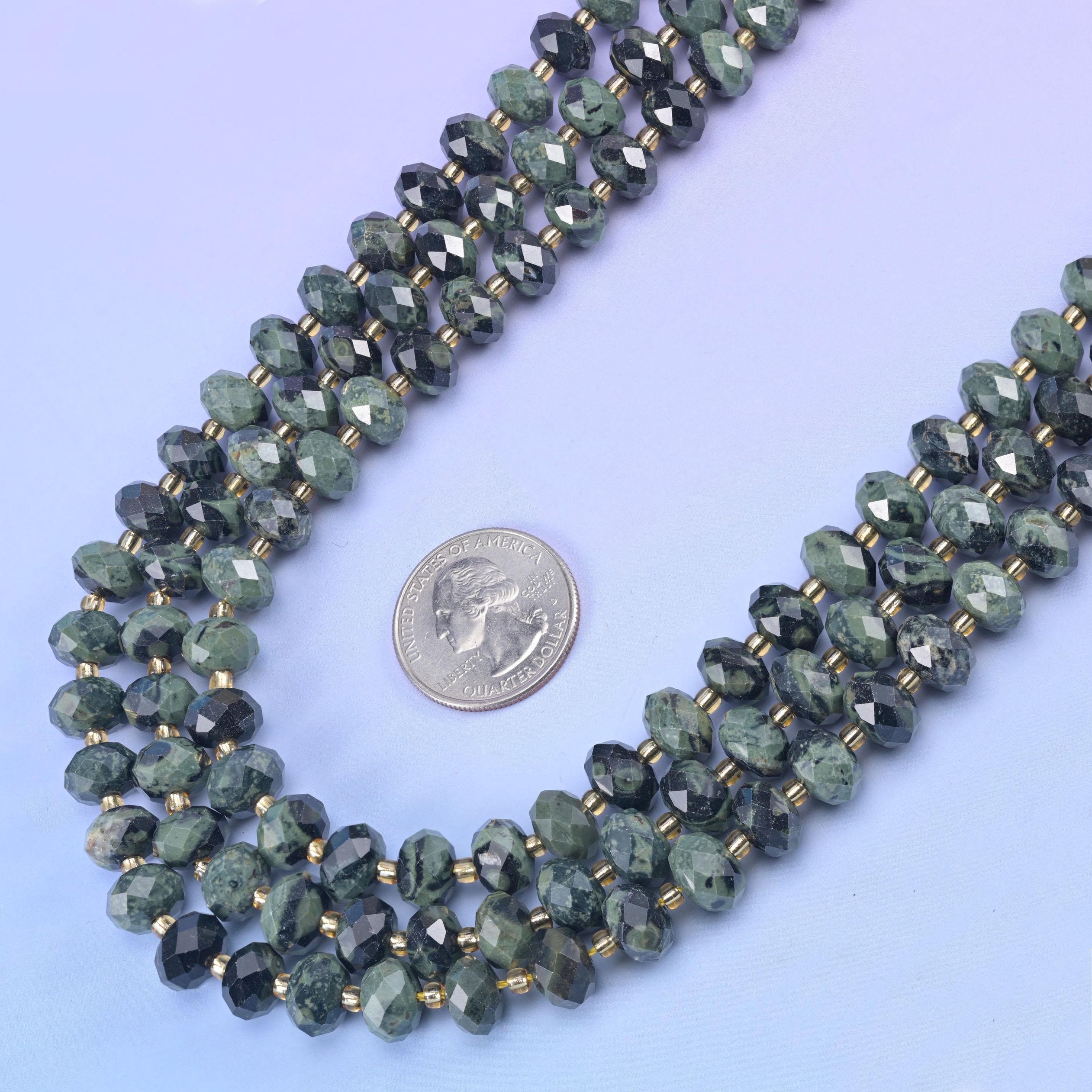 Natural Kambaba Jasper faceted rondelle beads, 15.5 inch strand