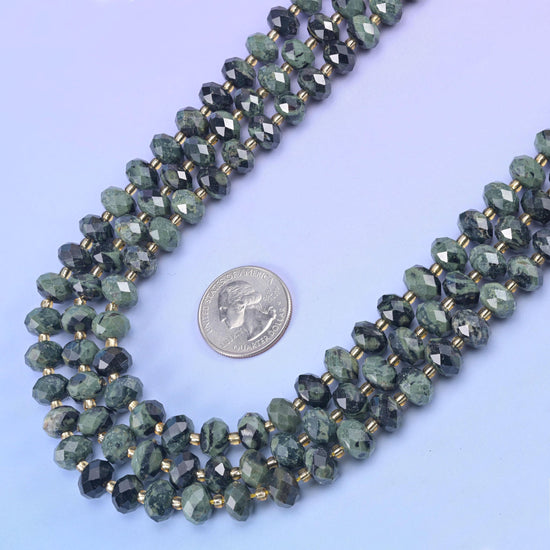 Natural Kambaba Jasper faceted rondelle beads, 15.5 inch strand