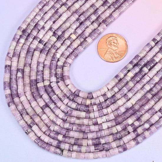 Heishi disc cut Lepidolite beads