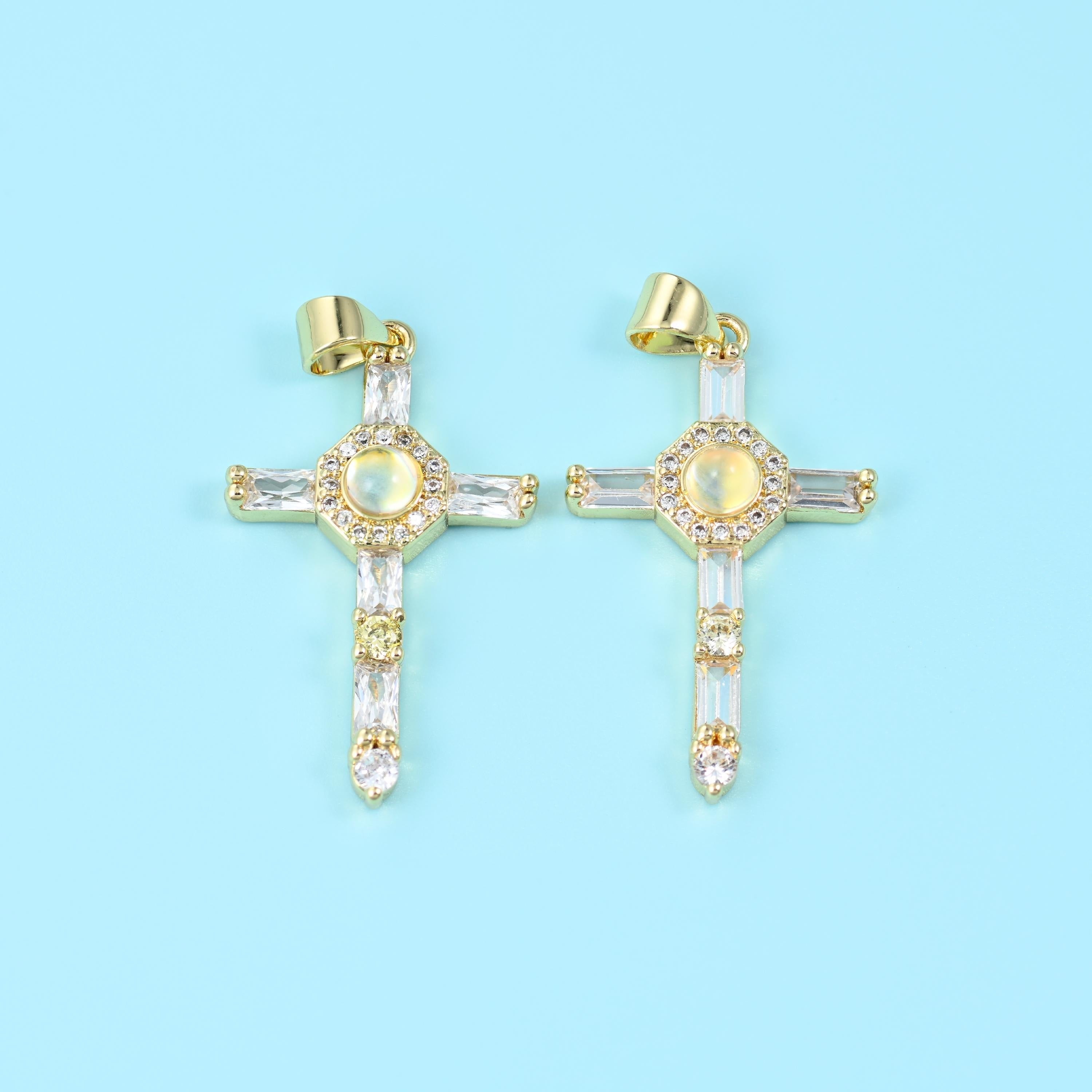 18K Gold Filled Cross Pendant 35x18mm, 1 Piece