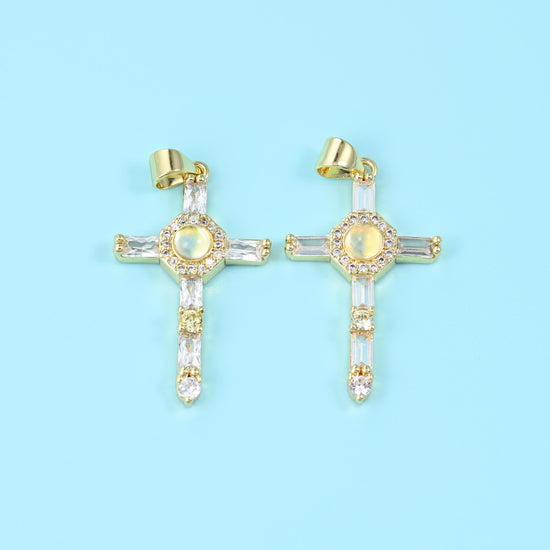 18K Gold Filled Cross Pendant 35x18mm, 1 Piece