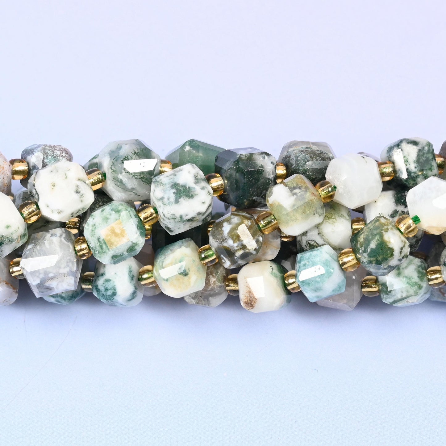 Tree Agate Faceted Cube Beads, approximately 43 beads per 15 inch strand in 6mm