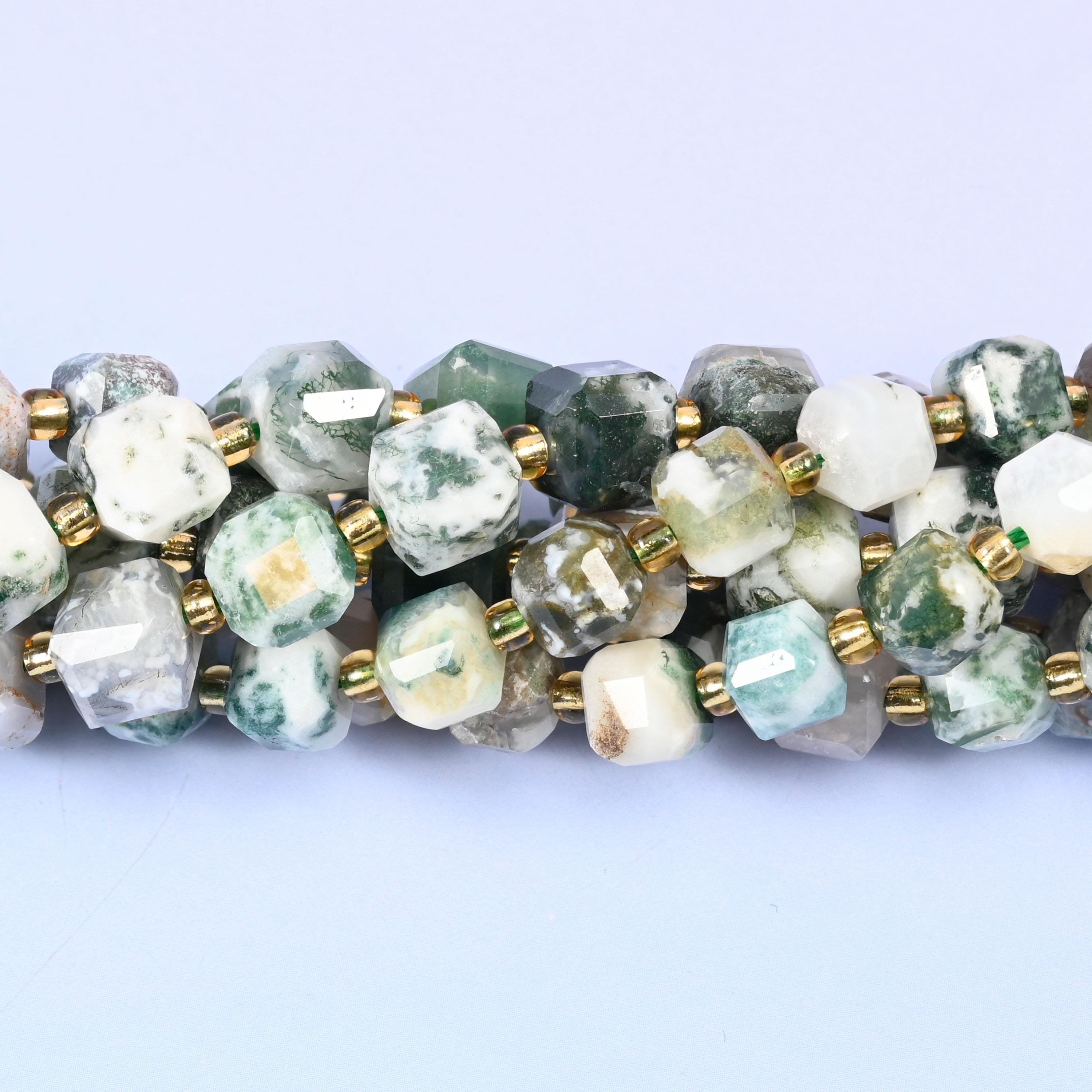 Tree Agate Faceted Cube Beads, approximately 43 beads per 15 inch strand in 6mm