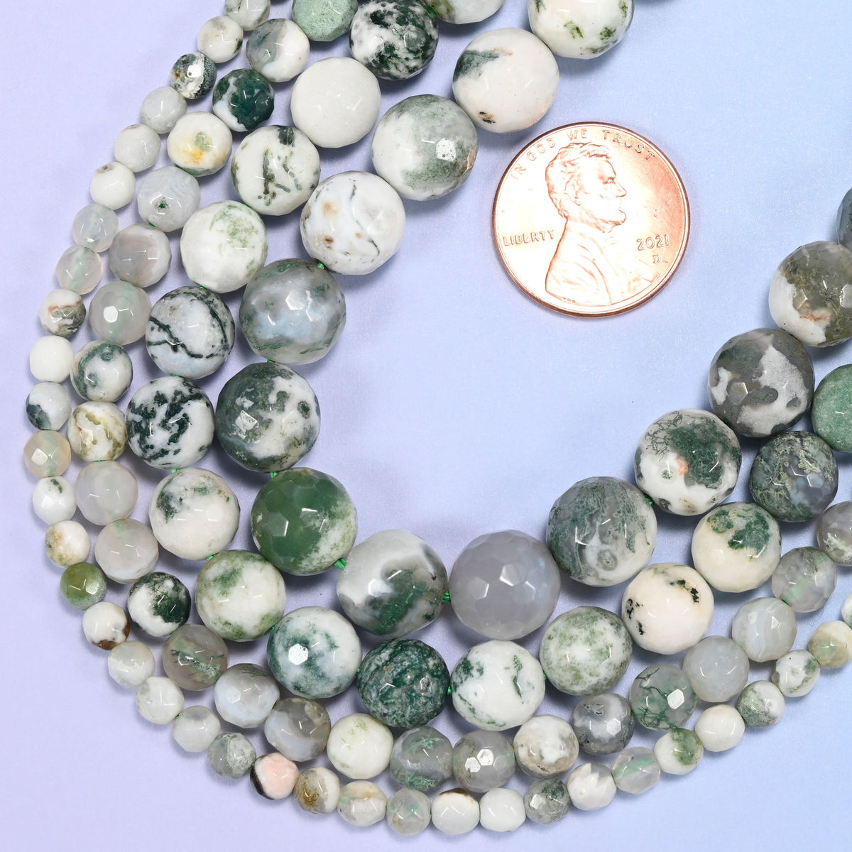 Tree Agate Faceted Round Beads 4mm 6mm 8mm 10mm Jewelry Making 15 Inch Strand