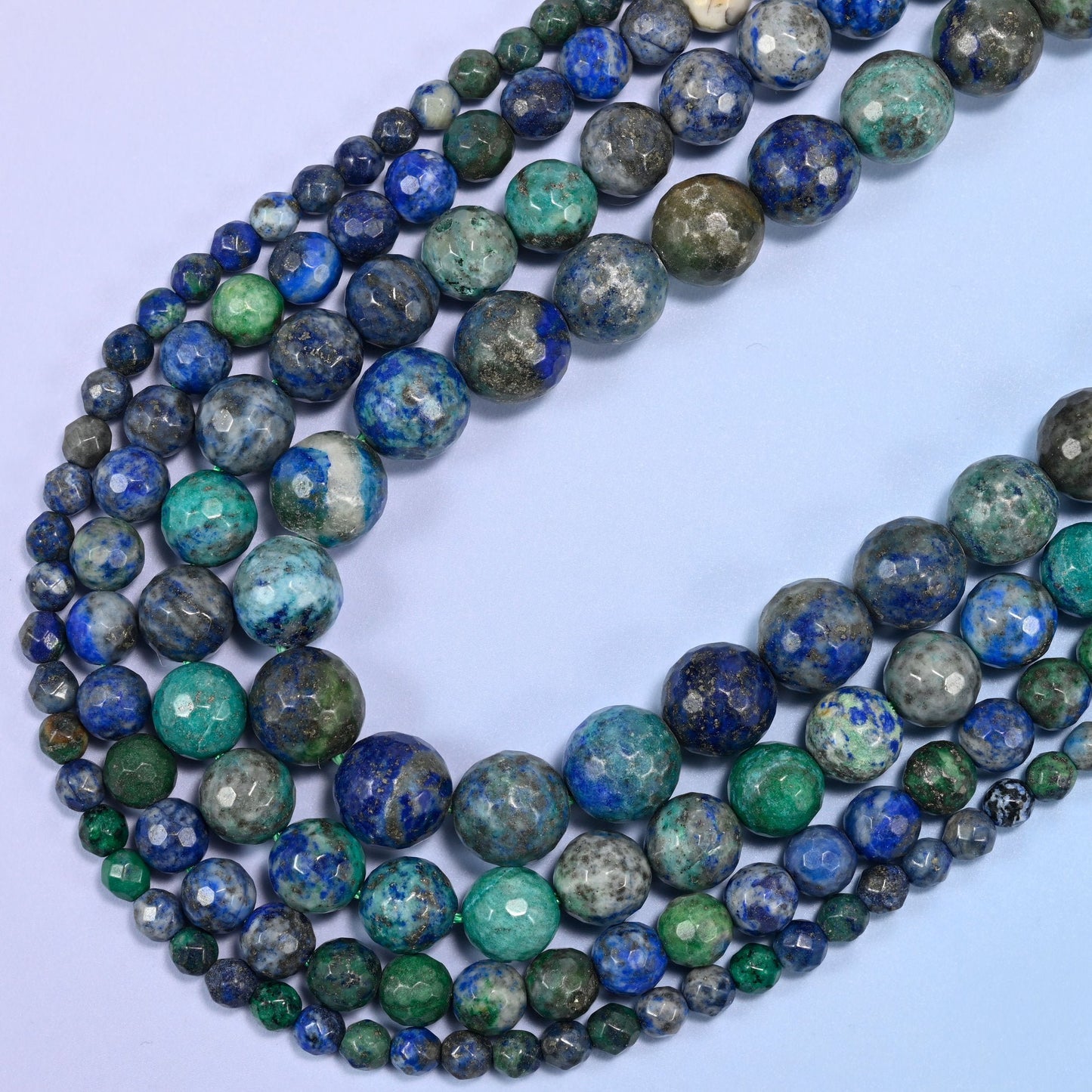Phoenix Lapis Faceted Round Beads, 15 inch strand