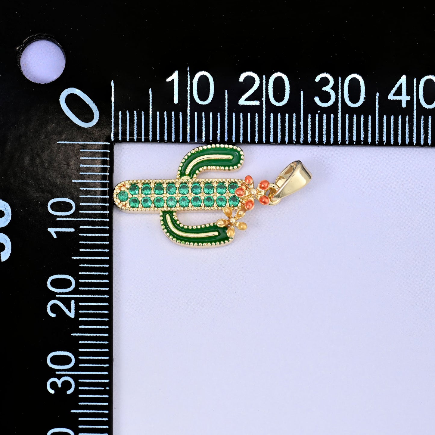 Cactus Zircon Charms: 18K Gold Plated Pendants, Jewelry Making Supply