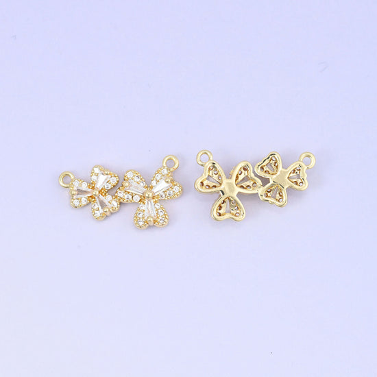 Flower Zircon Connector Pendant, loop at each end for linking
