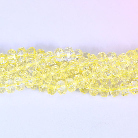Transparent Yellow Faceted Rondelle Glass Beads: Size 5x8mm, Jewelry Making Supply
