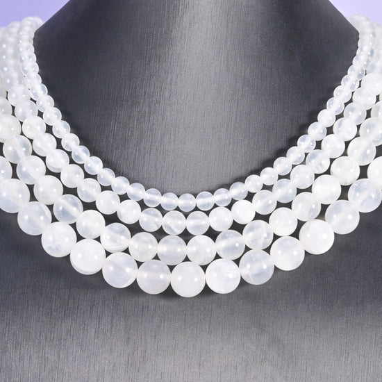White Calcite beads, smooth round, 6mm, 8mm, 10mm, 12mm