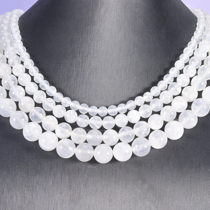 White Calcite beads, smooth round, 6mm, 8mm, 10mm, 12mm