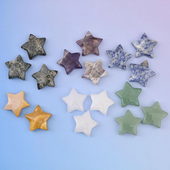 Mixed gemstone star, 30mm, 5-point polished shape.
