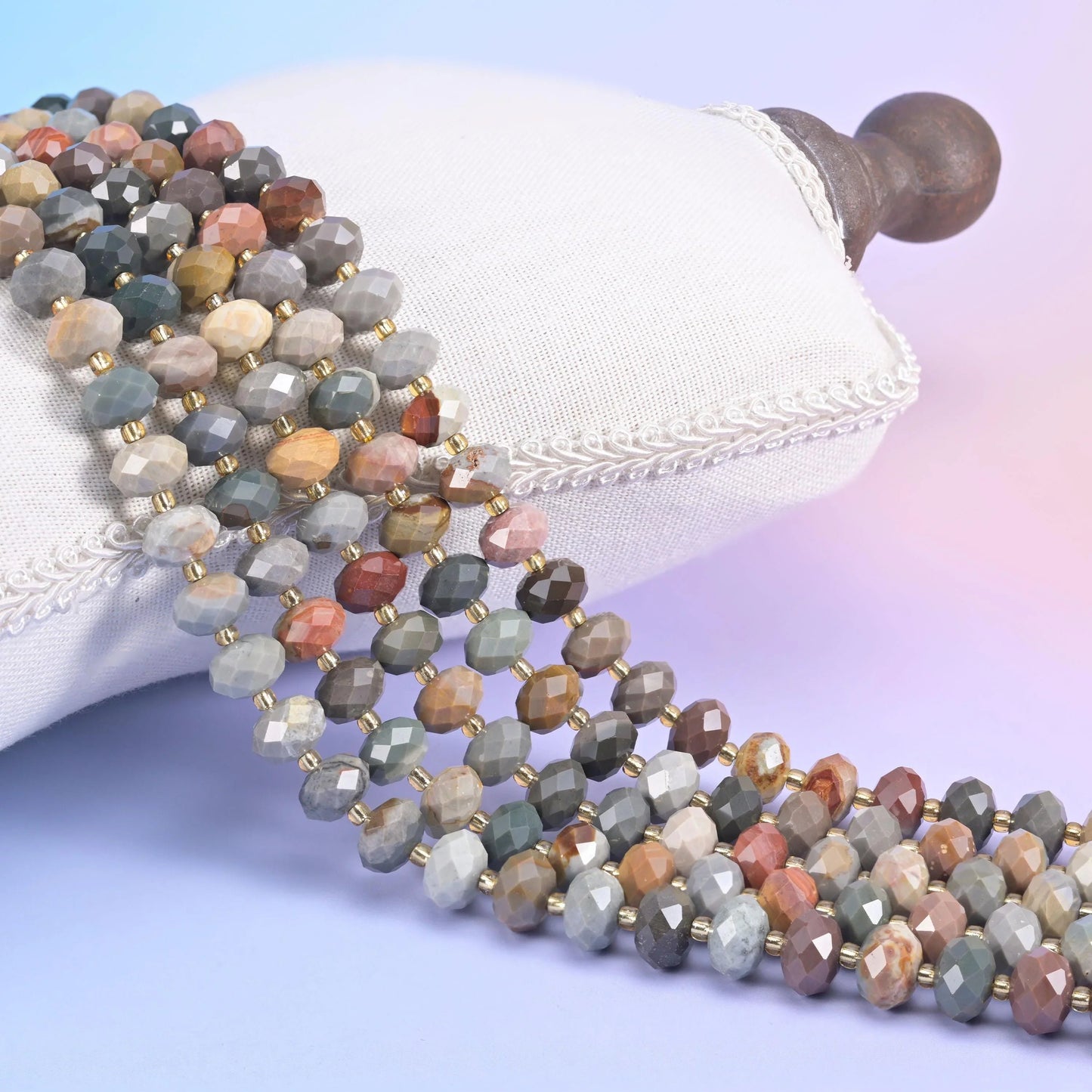 Alashan Agate Faceted Rondelle Beads
