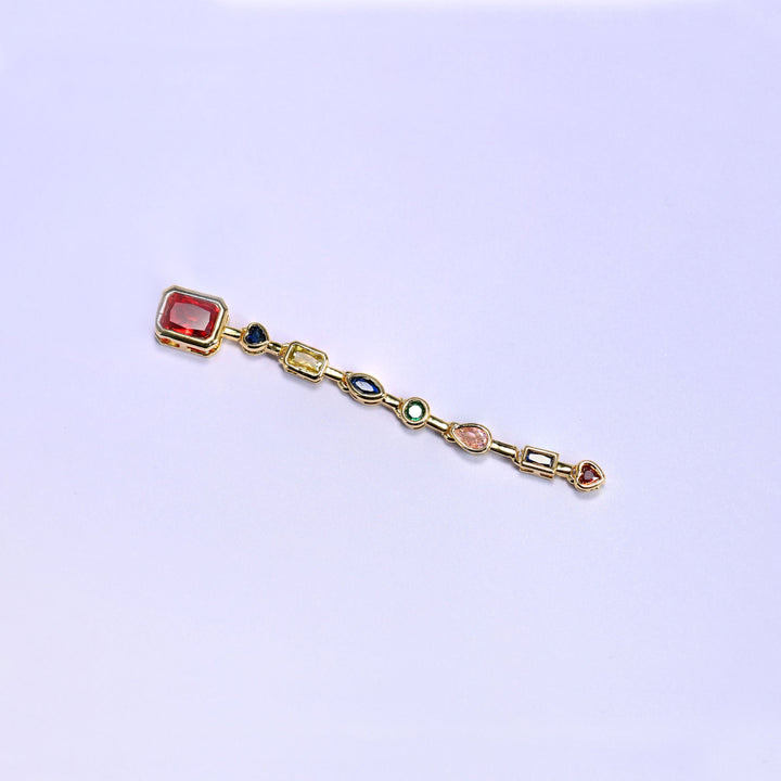 Red Rectangle Multicolor Zirconia Pendants
